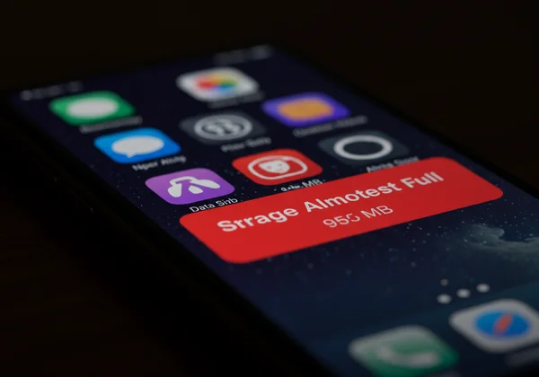 Phone showing a 'storage full' warning from an AI app.