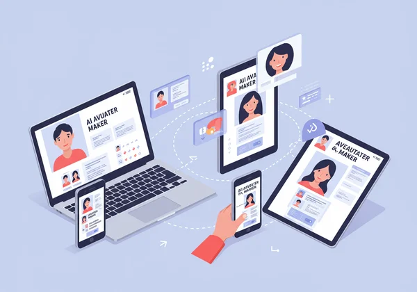 User creating an AI avatar on multiple devices at once.