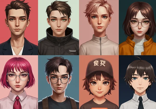 A grid displaying various AI avatar art styles.