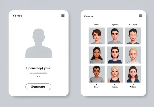 Screenshot of an AI avatar generator interface in action