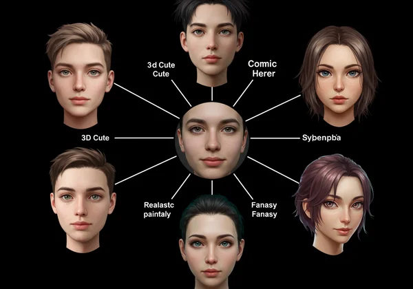 One source photo generating multiple AI avatar styles