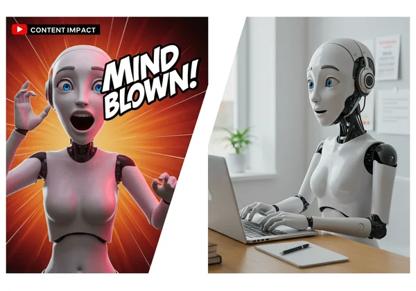 AI avatar in an expressive video thumbnail and blog feature