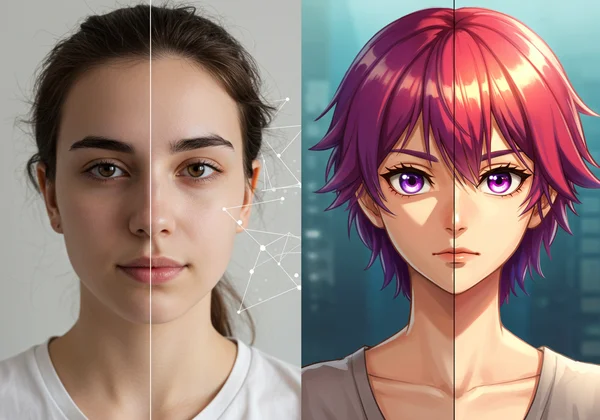 Photo transforming into a stunning anime AI avatar