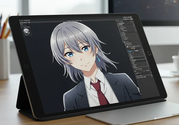 Perfect, high-quality anime AI avatar on a digital screen