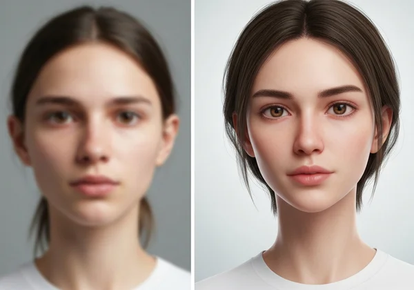 Blurry vs sharp AI avatar, showing quality difference.