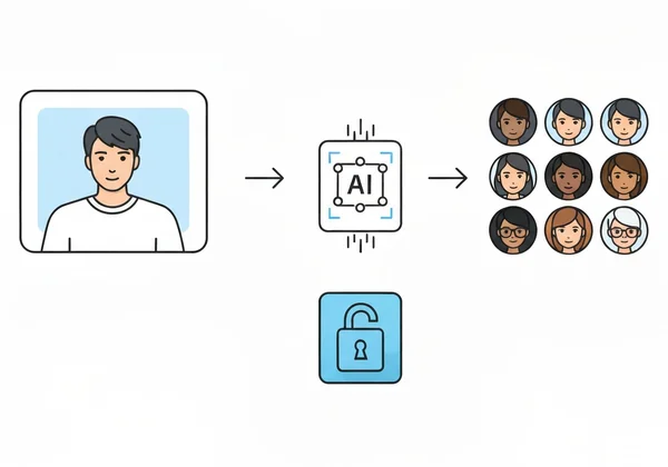 Diagram of secure photo-to-avatar process