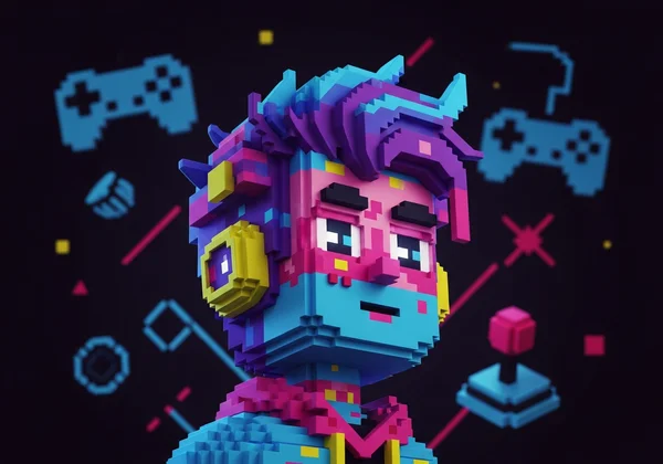 Gamer avatar with 3D pixel art style