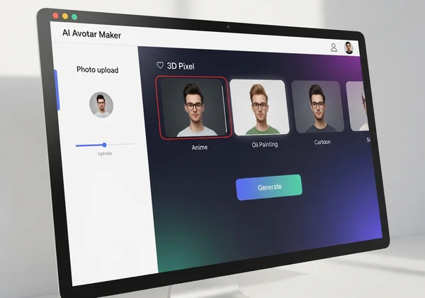 AI avatar maker interface with 3D pixel style selected