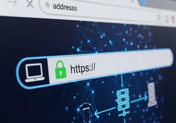 Browser showing HTTPS and padlock for secure connection