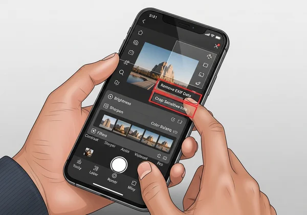 User removing sensitive data from photo before upload
